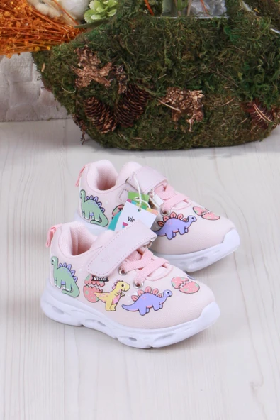 Vicco 346.B25Y.171 Pudra Dino Işıklı Kız Çocuk Ayakkabı ürün görseli