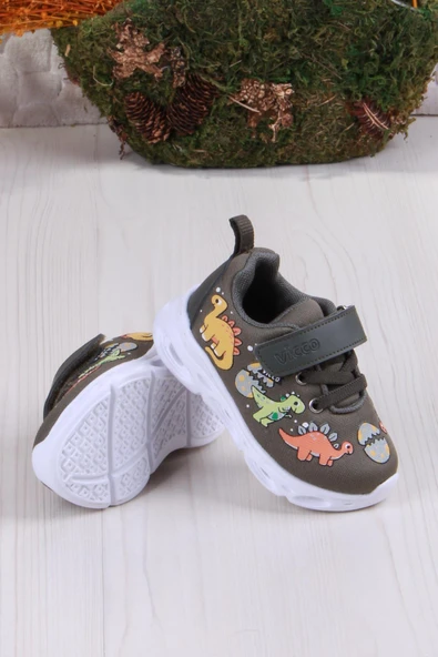 Vicco 346.B25Y.171 Haki Dino Işıklı Erkek Çocuk Ayakkabı - Resim 5