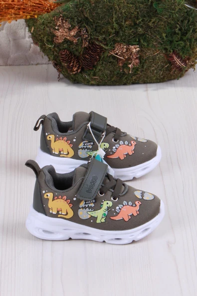 Vicco 346.B25Y.171 Haki Dino Işıklı Erkek Çocuk Ayakkabı - Resim 2