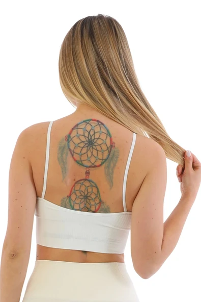 Özel Üretim Göğüs Toparlayıcı Sarkma Önleyen Spor Günlük İnce İp Askılı Pedli Fitilli Crop Büstiyer - 6