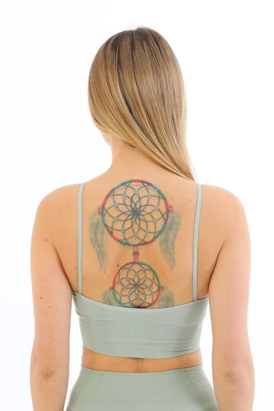 Özel Üretim Göğüs Toparlayıcı Sarkma Önleyen Spor Günlük İnce İp Askılı Pedli Fitilli Crop Büstiyer - 3