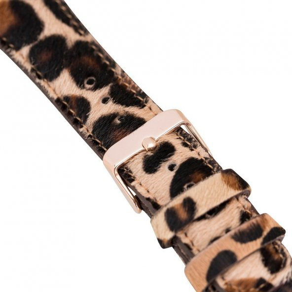 Bouletta Fitbit Versa2-3 Deri Kordon Tüylü Leopar - 3