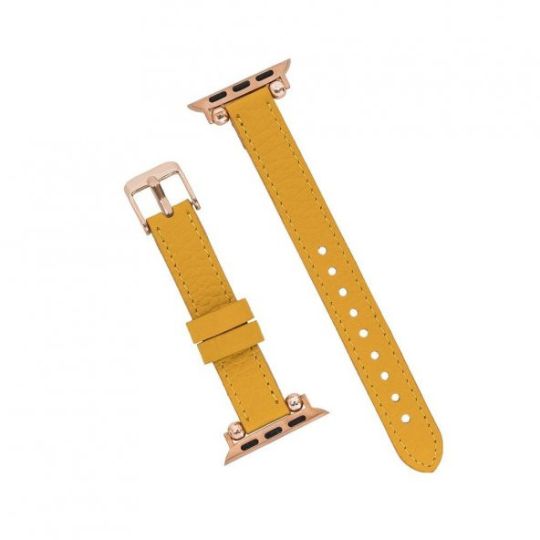 Bouletta Apple Watch Deri Kordon 38-40mm Ferro FL12 Sarı - 4