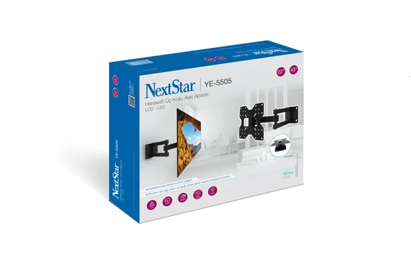 next nextstar 32 inc 40inc 42 inc 50 inc 55 inc 60 inc  NextStarYE-5505 Hareketli Üç Kollu Askı Aparatı