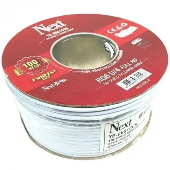 next nextstar 96 tel anten kablosu YE-9601 RG6-U4 HD Trishield Anten Kablosu 100Metre