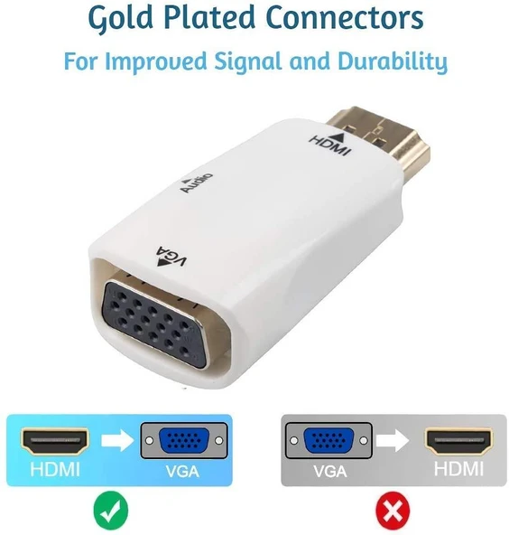 Ancheyn HDMI to VGA 3.5mm Jack Ses Çıkışlı FHD 1080P Dönüştürücü 4867 - Resim 6