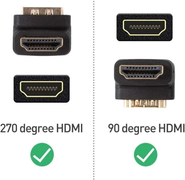 Hdmi L Dirsek 90 Derece Çevirici Dönüştürücü Uzatma Adaptörü 4519 - Resim 3