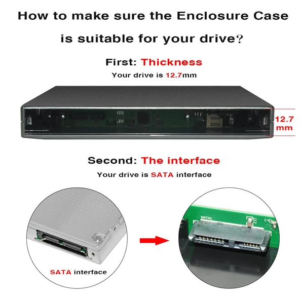 USB Sata 12.7 mm DVD RW Writer Kutusu External Harici Caddy Kutu 5115 - Resim 9