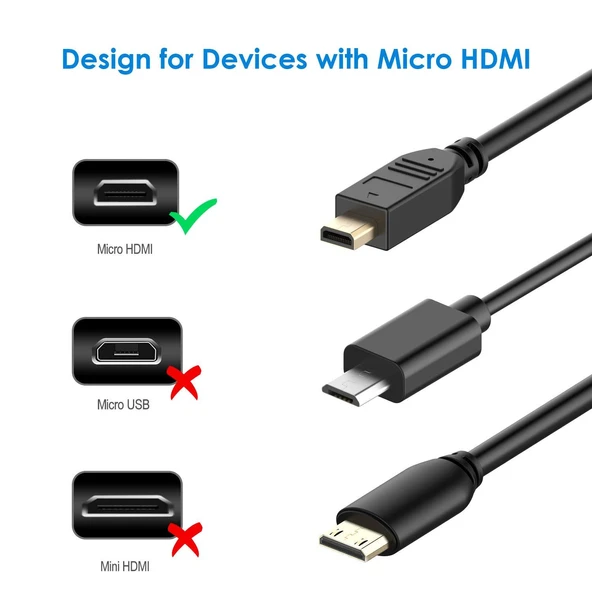 Ancheyn Micro HDMI to HDMI Çevirici Görüntü ve Ses Aktarım Kablosu 15 cm 5139 - 6