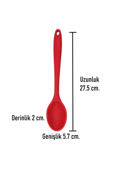 Burcummm Silikon Uzun Karıştırma Kaşığı Kırmızı - 2