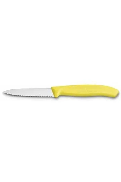 6.7636.L118 SwissClassic 8 cm. Tırtıklı Soyma Bıçağı Sarı