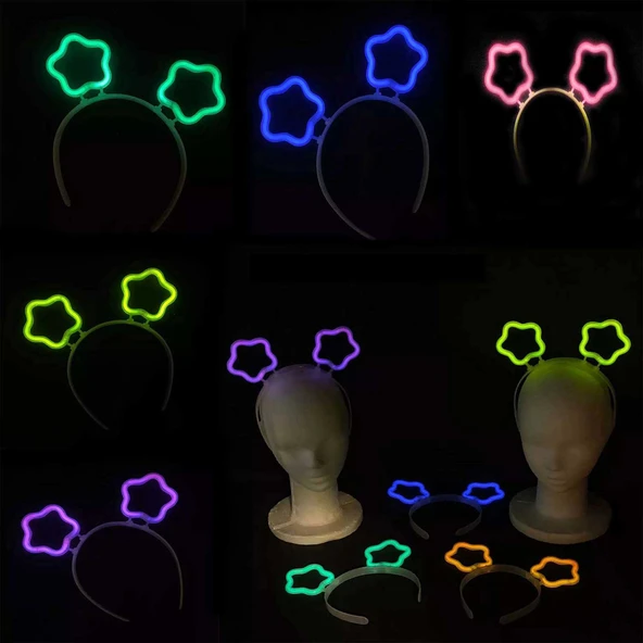 Glow Stick Karanlıkta Yanan Fosforlu Yıldız Taç 12 Adet ürün görseli 1