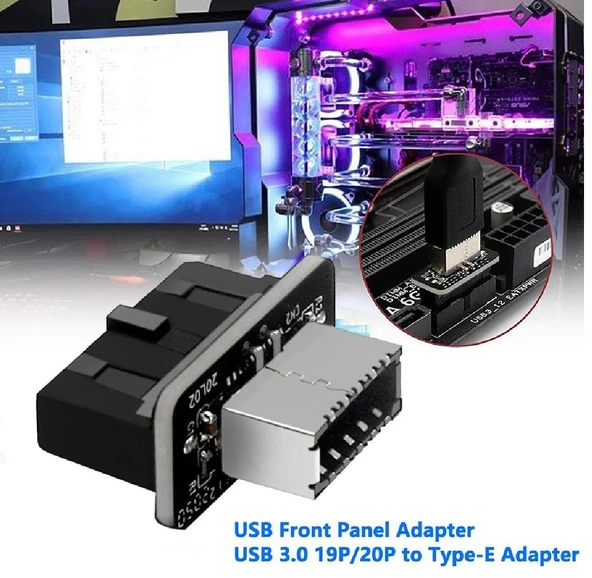 Type-E To USB 3.0 19 PIN Anakart Dişi Erkek Çevirici Dönüştürücü Adaptör 5209 - 2