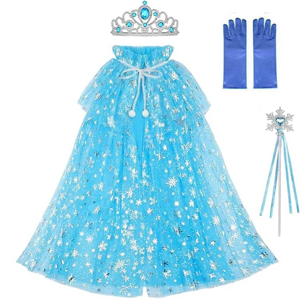 Frozen Elsa Pelerin Taç Asa ve Eldiven Seti 80 cm ürün görseli 1
