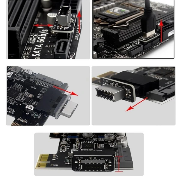 Ancheyn Type-E To USB 3.0 19 PIN Anakart Dişi Erkek Çevirici Dönüştürücü Adaptör 5209 - Resim 10