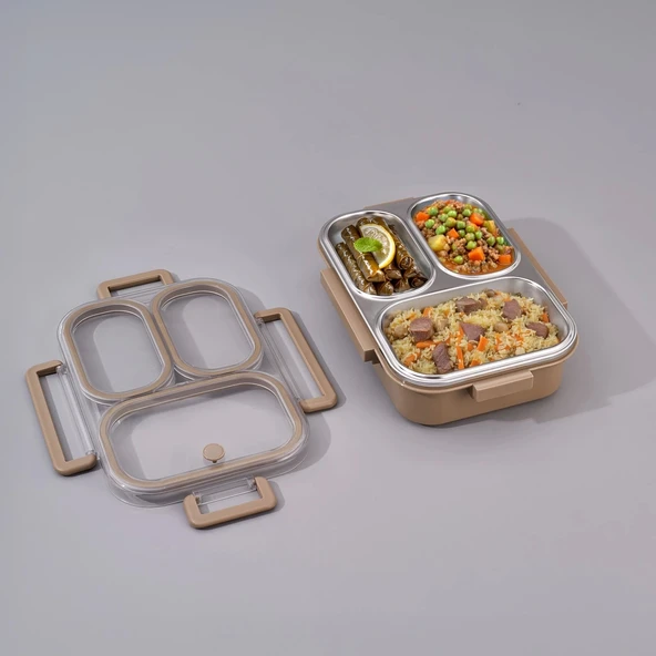 Bento Lunch Box 3 Bölmeli Haki