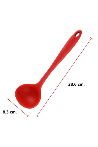 Burcummm Silikon 2 li Uzun Kepçe Kevgir Seti Kırmızı - 2