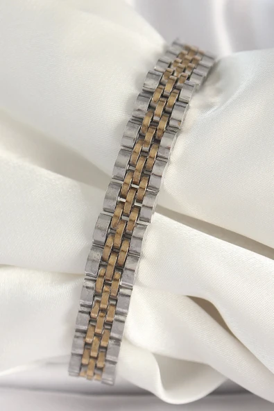 316L Çelik Gold Gümüş Renk Zincir Model Erkek Bileklik - TJ-EB3720