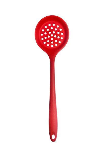 Burcummm Silikon 2 li Uzun Kepçe Kevgir Seti Kırmızı - 6