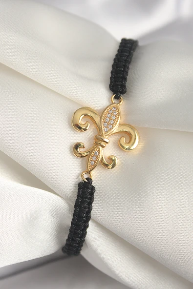 Pirinç Gold Renk Zirkon Taşlı Zambak Figür Asansörlü Makrome Model Kadın Bileklik - TJ-BB6807 ürün görseli 1