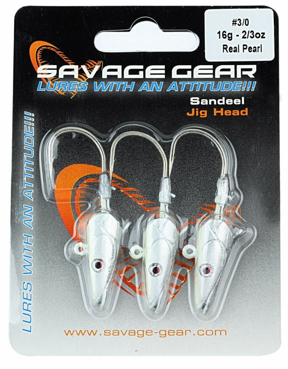 Savage Gear Sandeel Jig Head 16g 3/0 - 3pcs Real Pearl Suni Yem