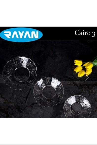 6'lı Cam Tabak Güneş Yıldız Gül 3 Model   -G-405