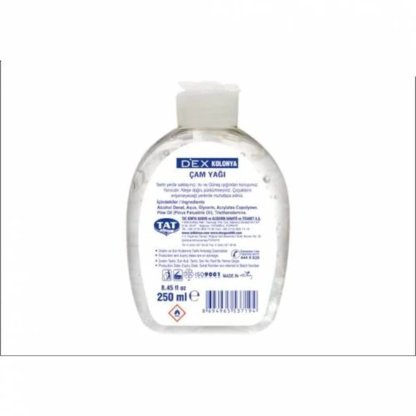 Dex Jel Kolonya Çam Yağı 250 Ml 70 Derece Farmasötik Gliserin Antiseptik Dezenfektan - 2