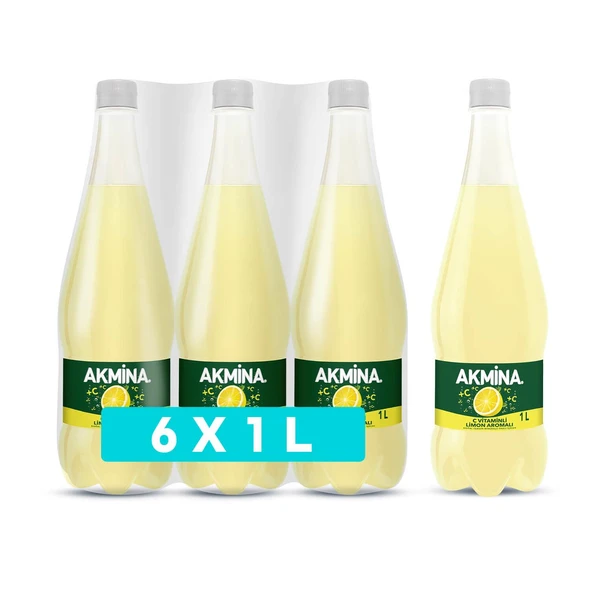 Akmina Limon Aromalı Maden Suyu 1 Lt X 6 Adet