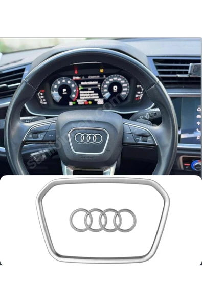 YıldızTuning Audi Q3 Direksiyon Logo Çerçeve Airbag Krom 2019-2025