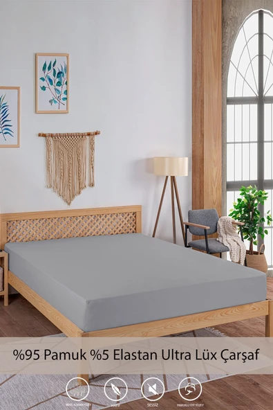 Penye-Likralı Lastikli Çarşaf, 100x200 Tek Kişilik %100 Pamuk-Elastan Örme Kumaş, 200 gr/m2 - 9