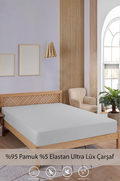 Penye-Likralı Lastikli Çarşaf, 100x200 Tek Kişilik %100 Pamuk-Elastan Örme Kumaş, 200 gr/m2 - 4