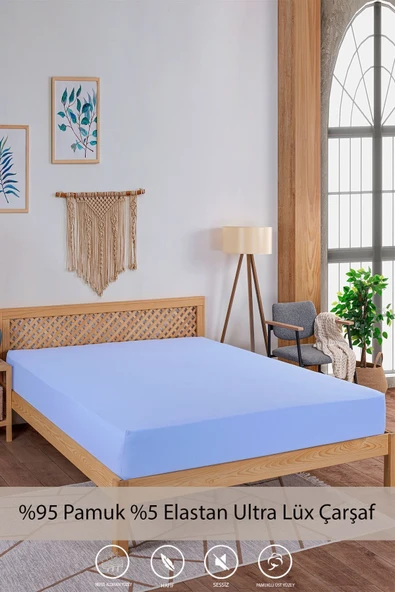 Penye-likralı Lastikli Çarşaf, 160x200 Çift Kişilik %100 Pamuk-elastan Örme Kumaş, 200 Gr/m2 - 7