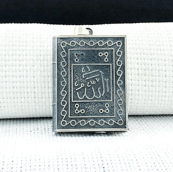 Allah Muhammed Yazılı 925 Ayar Gümüş Muska Kabı - Resim 2