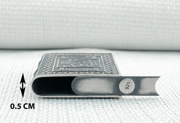 Allah Muhammed Yazılı 925 Ayar Gümüş Muska Kabı - Resim 5