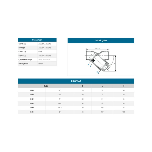 3/4" PASLANMAZ PİSLİK TUTUCU 316 - 4