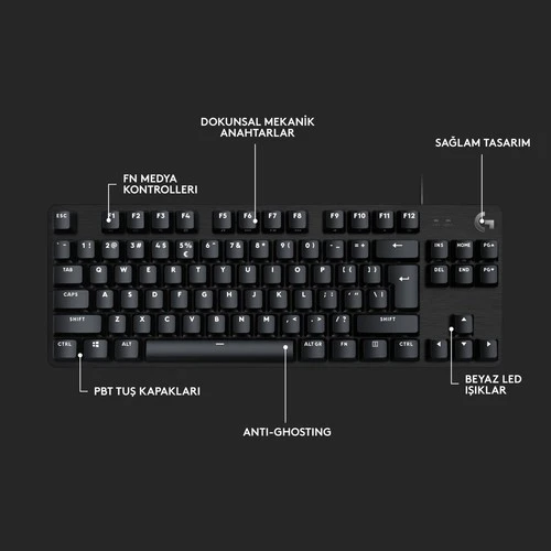 Logitech G413 Se Tkl Aydınlatmalı Türkçe Q Mekanik Oyun Klavyesi, Siyah - 8