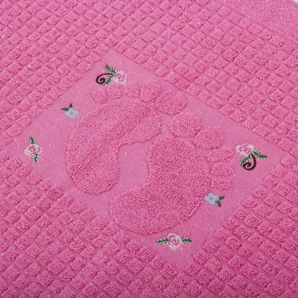 Homedius Banyo Çiçekli Pamuklu Ayak Havlusu 50x70cm Pembe 50x70 - 4