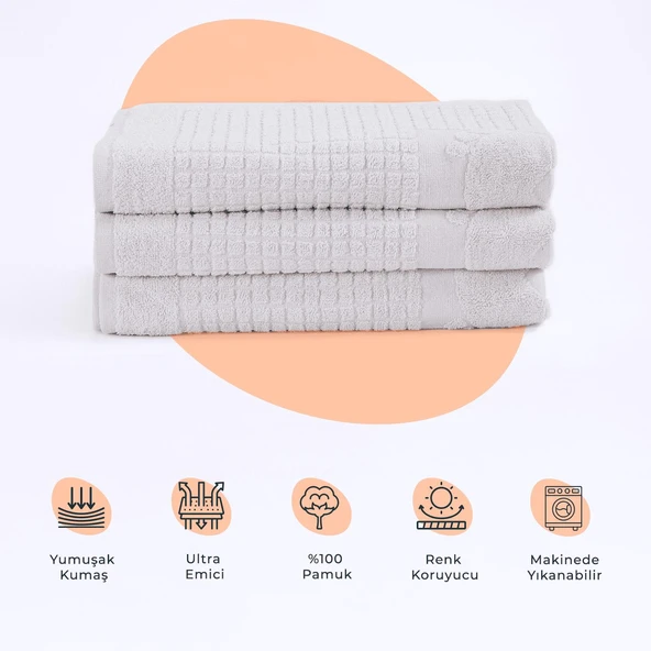 Homedius Banyo Kareli Ayak Desenli Pamuk Ayak Havlusu 50x70cm Beyaz 50x70 - 2