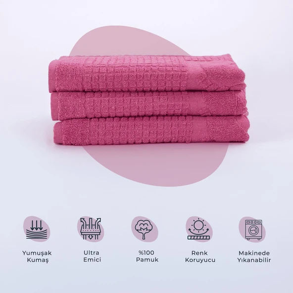 Homedius Banyo Kareli Ayak Desenli Pamuk Ayak Havlusu 50x70cm 50x70 Mor - 2