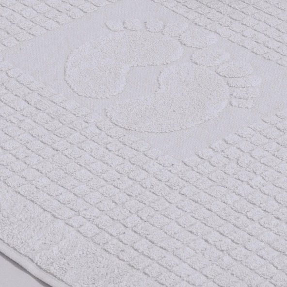 Homedius Banyo Kareli Ayak Desenli Pamuk Ayak Havlusu 50x70cm Beyaz 50x70 - 5