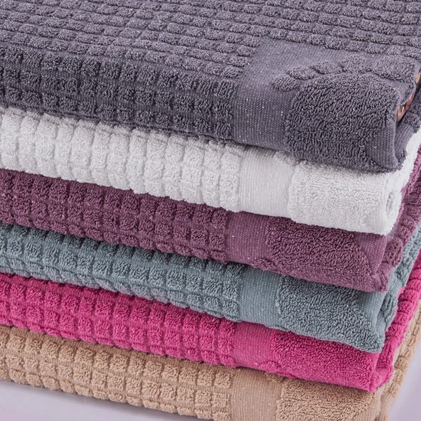 Homedius Banyo Kareli Ayak Desenli Pamuk Ayak Havlusu 50x70cm 50x70 Yeşil - 6