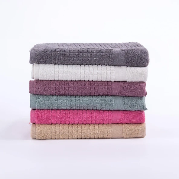 Homedius Banyo Kareli Ayak Desenli Pamuk Ayak Havlusu 50x70cm  Beyaz 50x70 - 7