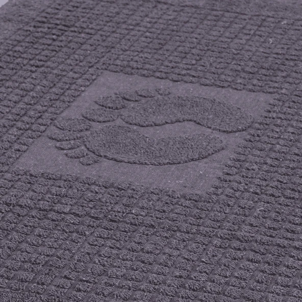 Homedius Banyo Kareli Ayak Desenli Pamuk Ayak Havlusu 50x70cm Antrasit 50x70 - 5