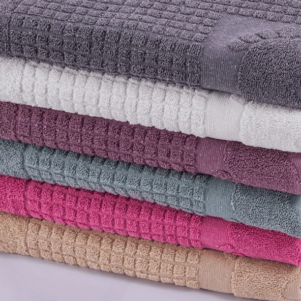 Homedius Banyo Kareli Ayak Desenli Pamuk Ayak Havlusu 50x70cm Beyaz 50x70 - 6