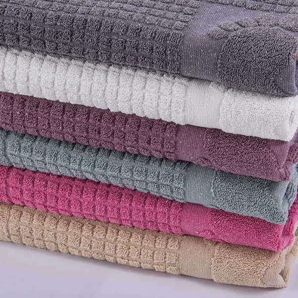 Homedius Banyo Kareli Ayak Desenli Pamuk Ayak Havlusu 50x70cm 50x70 Mor - 12