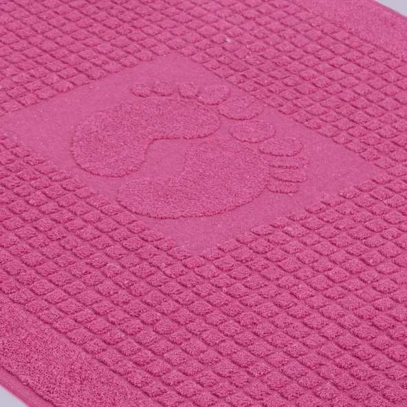 Homedius Banyo Kareli Ayak Desenli Pamuk Ayak Havlusu 50x70cm  Pembe 50x70 - 5