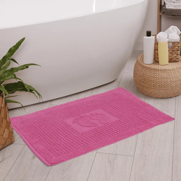 Homedius Banyo Kareli Ayak Desenli Pamuk Ayak Havlusu 50x70cm 50x70 Sütlü Kahve - 3