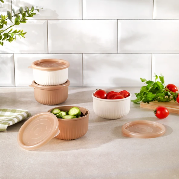 Schafer Ashley 4 lü Yuvarlak Mini Saklama Kabı-Krem