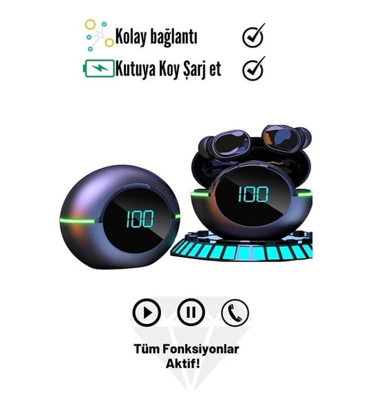 Kablosuz Kulaklık Güç Göstergeli Powerbank Kutulu V5.3 Db15 Y80 - 2