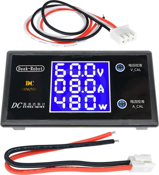 Dc 0-100V 10A Digital Voltmetre Ampermetre ve Wattmetre Deekrobot 0-1000W Mavi LCD - 2
